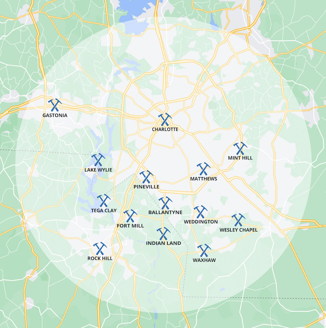 hardscaping company charlotte nc map